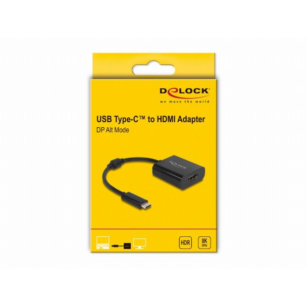 DeLOCK Adattatore USB Type-C per HDMI (DP Alt Mode) 8K con funzione HDR nero