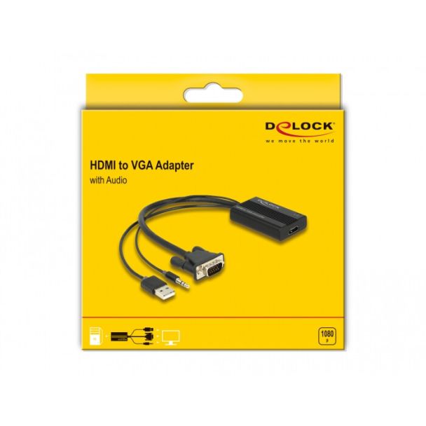 DeLOCK HDMI per Adattatore VGA con Audio 25 cm