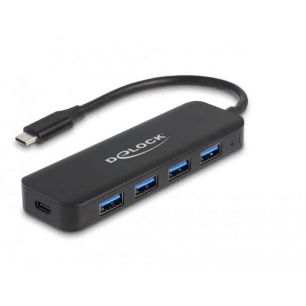DeLOCK Hub USB Type-C a 4 porte USB 3.2 Gen 1 con erogazione di potenza da 85 Watt