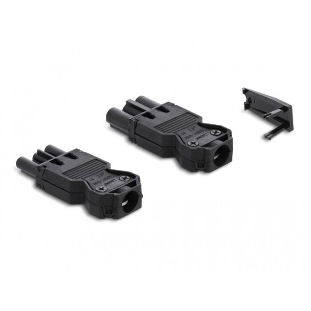 DeLOCK Installation Connector 3-pole, screw terminal, black, 1 set