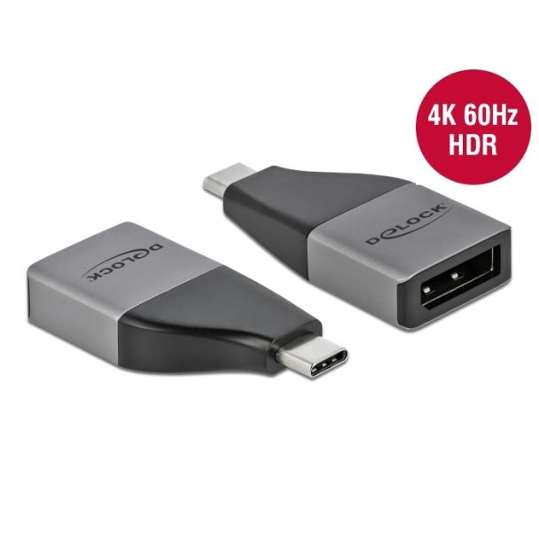DeLOCK USB Type-C Adapter to DisplayPort (DP Alt Mode) 4K 60 Hz – compact design