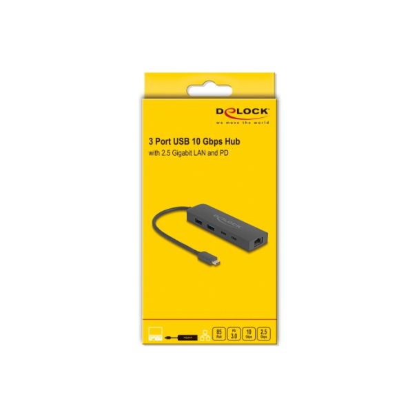 DeLOCK 10 Gbps Hub USB con porta 2,5 Gigabit LAN e PD 85 Watt