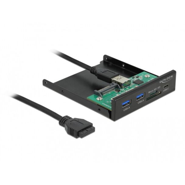 DeLOCK Front Panel 3.5″ USB 5 Gbps 1 x USB Type-C + 2 x USB Type-A + SD and Micro SD slot