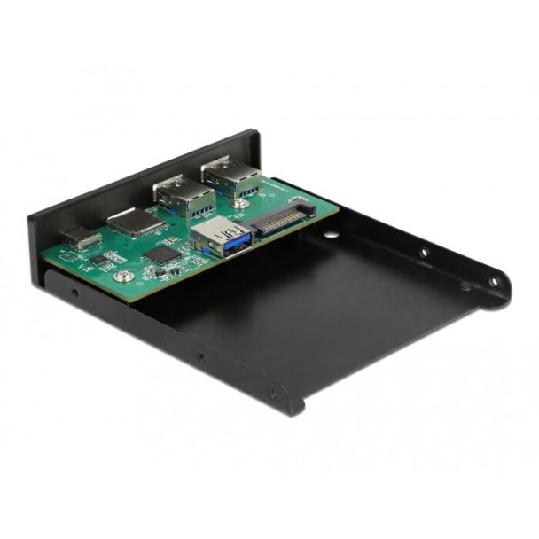 DeLOCK Pannello frontale da 3.5″ USB 5 Gbps 1 x USB Type-C + 2 x USB di Tipo-A + SD e slot Micro SD
