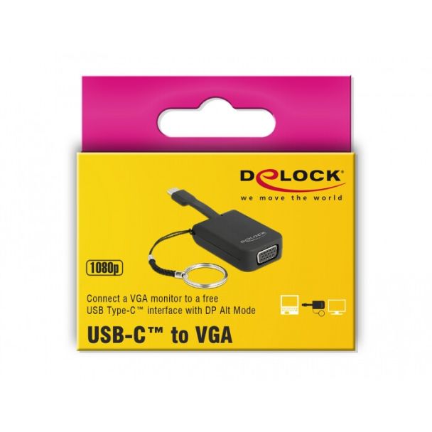 DeLOCK 63941 cavo e adattatore video 0,03 m USB tipo-C VGA (D-Sub) Nero