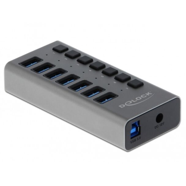 DeLOCK Hub USB 5 Gbps esterno con 7 porte + Switch