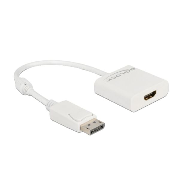 DeLOCK Adattatore DisplayPort 1.2 maschio a HDMI femmina 4K attivo bianco