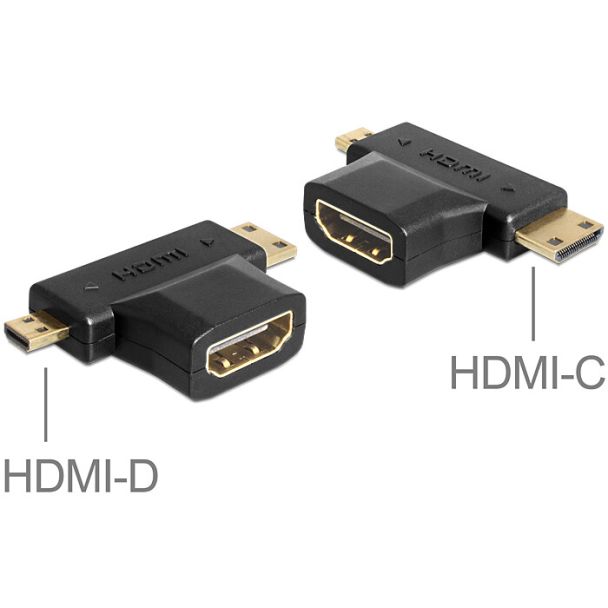DeLOCK 65446 adattatore per inversione del genere dei cavi HDMI-C / HDMI-D HDMI-A Nero