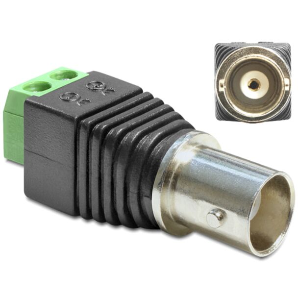 DeLOCK 65416 adattatore per inversione del genere dei cavi BNC 2p Nero, Verde, Argento