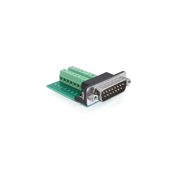DeLOCK 65275 adattatore per inversione del genere dei cavi Sub-D 15 pin Gameport 16 pin Terminal block Verde