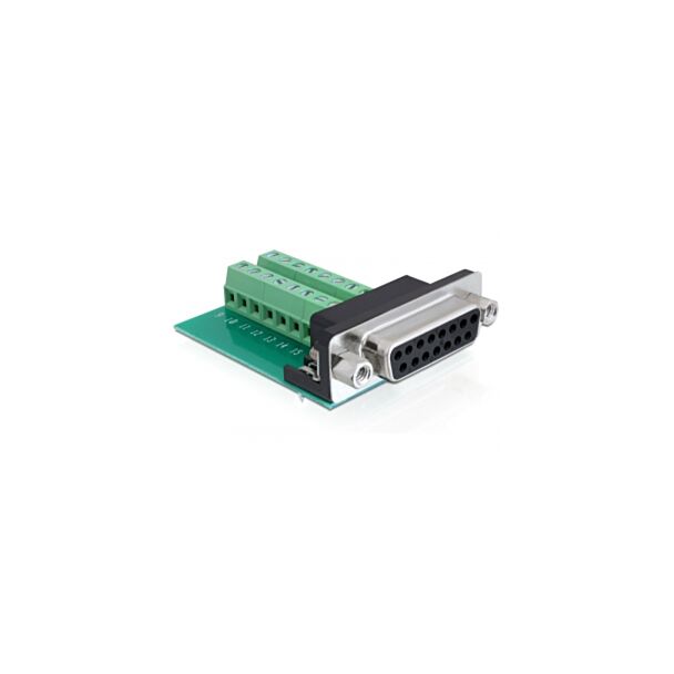 DeLOCK 65274 adattatore per inversione del genere dei cavi Sub-D 15 pin Gameport 16 pin Terminal block Verde
