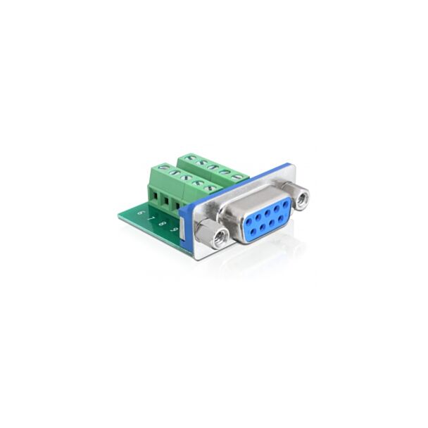 DeLOCK 65268 adattatore per inversione del genere dei cavi Sub-D 9 pin Terminal block 10 pin Verde