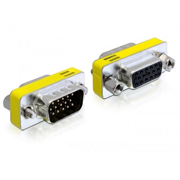 DeLOCK 65250 adattatore per inversione del genere dei cavi VGA (D-Sub) Nero, Argento, Giallo
