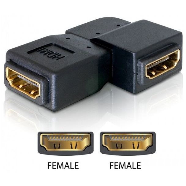 DeLOCK Adapter HDMI female > HDMI female 90° left HDMI 1.3 Nero