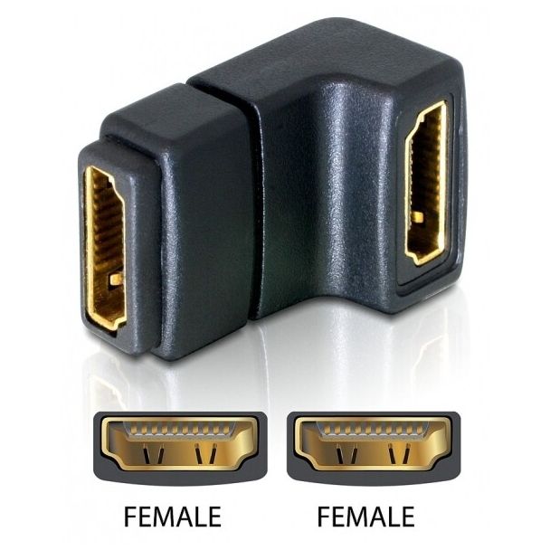 DeLOCK Adapter HDMI female > HDMI female 90° down HDMI 1.3 Nero