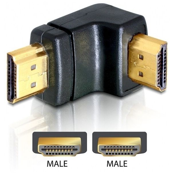 DeLOCK Adapter HDMI male > HDMI male 90° down HDMI 1.3 Nero
