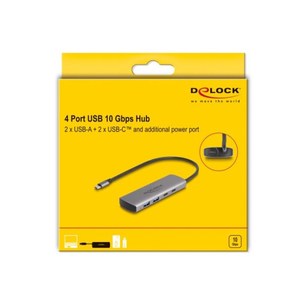 DeLOCK 64299 hub di interfaccia USB 3.2 Gen 1 (3.1 Gen 1) Type-C 10000 Mbit/s Grigio