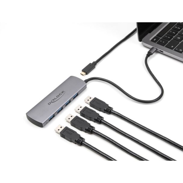 DeLOCK 64293 hub di interfaccia USB 3.2 Gen 1 (3.1 Gen 1) Type-C 10000 Mbit/s Grigio