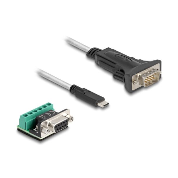 DeLOCK 64270 cavo seriale Nero, Trasparente 2 m USB tipo-C DB-9