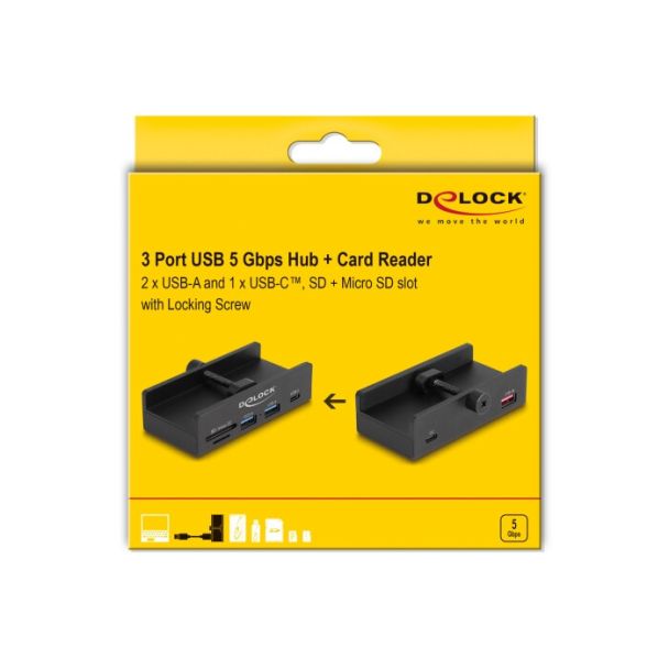 DeLOCK 64263 hub di interfaccia USB 2.0 Type-A 5000 Mbit/s Nero