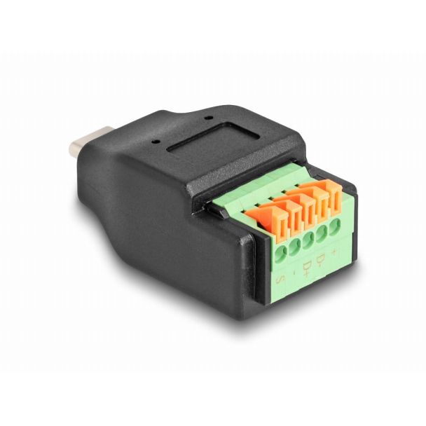 DeLOCK Adattatore da USB Type-C 2.0 maschio per morsettiera con pulsante