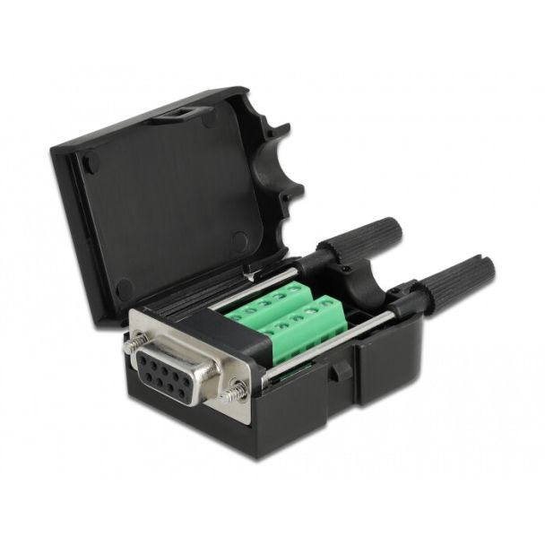 DeLOCK 66257 wire connector Sub-D 9, 10 pin terminal block Black