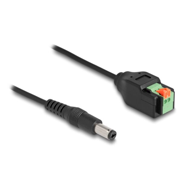 DeLOCK Cavo DC 2,1 x 5,5 mm maschio per Adattatore morsettiera con pulsante 15 cm