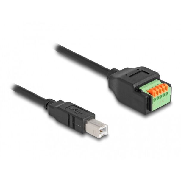 DeLOCK USB 2.0 Cable Type-B male to Terminal Block Adapter with push button 15 cm