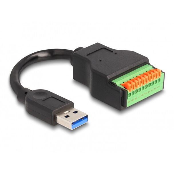 DeLOCK Cavo USB 3.2 Gen 1 Tipo-A maschio per adattatore morsettiera con pulsante 15 cm