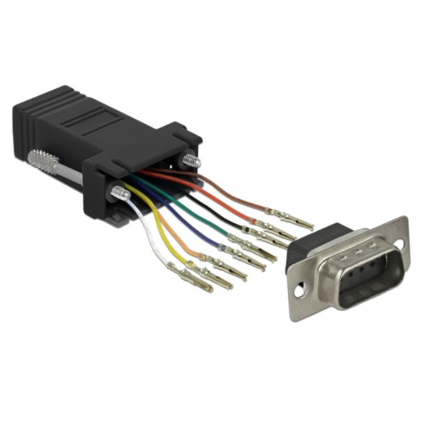 DeLOCK 66166 adattatore per inversione del genere dei cavi Sub-D Rj-45 Nero, Acciaio inox