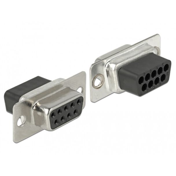 DeLOCK 66164 adattatore per inversione del genere dei cavi Sub-D 9 pin Rj-45 Nero, Grigio, Acciaio inox