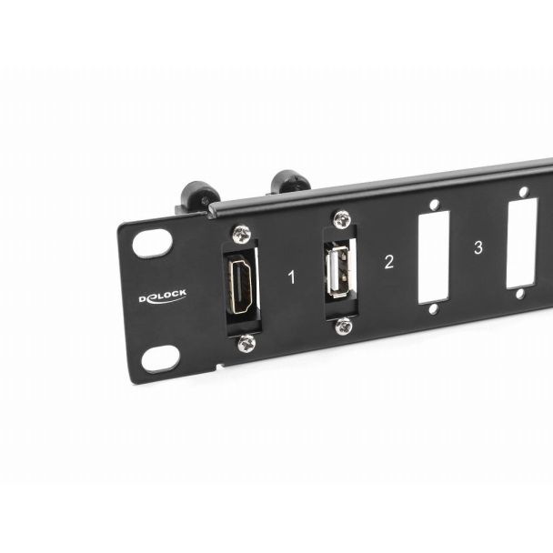 DeLOCK Pannello 19″ per adattatore con connessione a vite a 16 porte nero