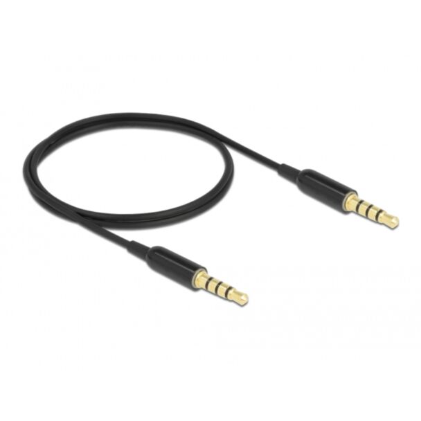 DeLOCK Cavo stereo jack da 3,5 mm a 4 pin maschio per maschio Ultra Slim da 0,5 m nero