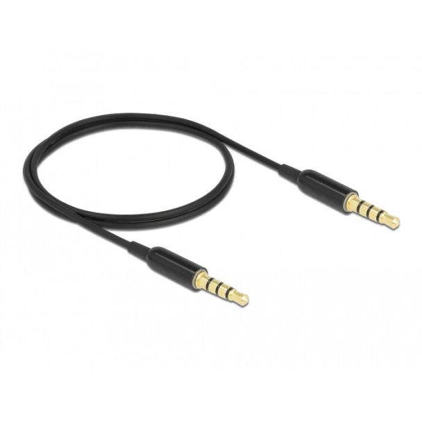 DeLOCK Stereo Jack Cable 3.5 mm 4 pin male to male Ultra Slim 0.5 m black