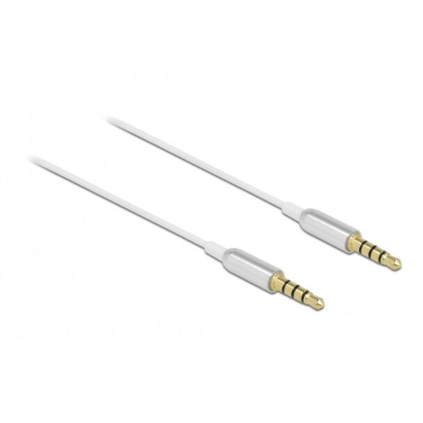 DeLOCK Cavo stereo jack da 3,5 mm a 4 pin maschio per maschio Ultra Slim da 0,5 m bianco
