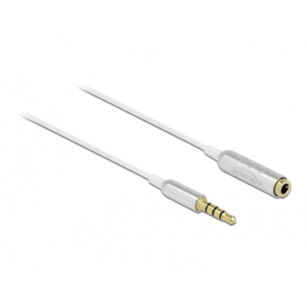 DeLOCK Cavo di prolunga audio stereo jack da 3,5 mm a 4 pin maschio per femmina Ultra Slim da 0,5 m bianco