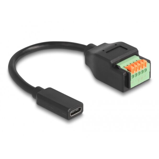 DeLOCK Cavo USB 2.0 USB Type-C femmina per adattatore morsettiera con pulsante 15 cm