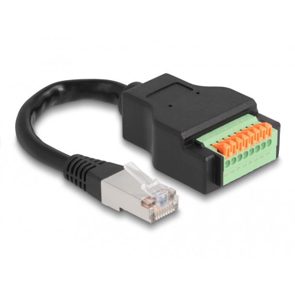 DeLOCK Cavo RJ45 Cat.5e maschio per adattatore morsettiera con pulsante da 15 cm