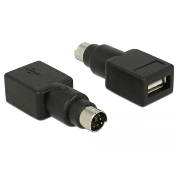 DeLOCK 65898 adattatore per inversione del genere dei cavi PS/2 USB tipo A Nero, Acciaio inox