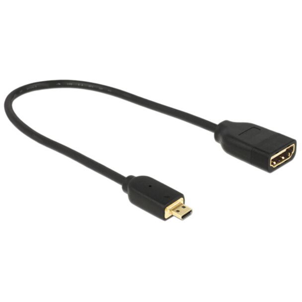 DeLOCK 0.2m, HDMI-A/HDMI Micro-D cavo HDMI 0,2 m HDMI tipo D (Micro) HDMI tipo A (Standard) Nero