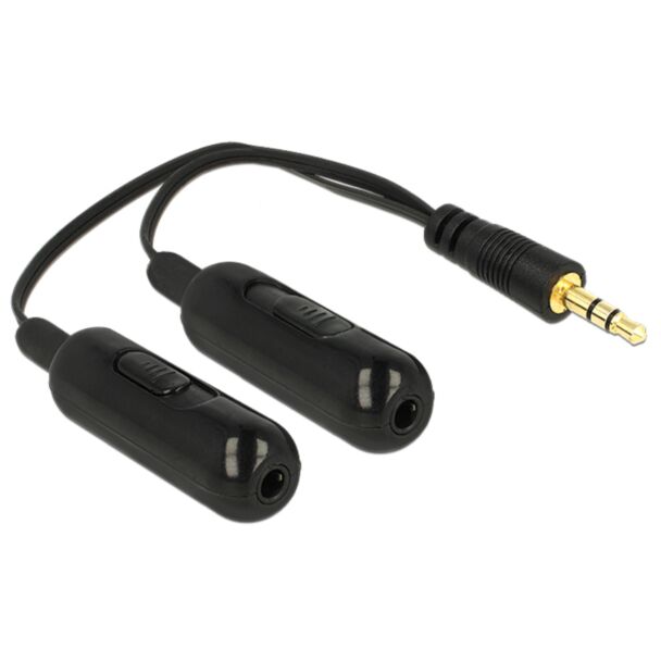 DeLOCK 0.19m, 3.5mm/2x3.5mm cavo audio 0,19 m Nero