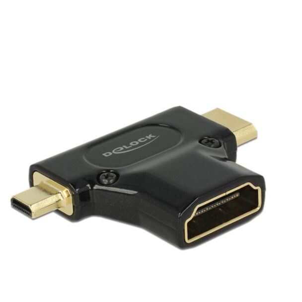 DeLOCK HDMI-A/HDMI Mini-C+ Micro-D, F/M+M Mini-HDMI + Micro-HDMI Black
