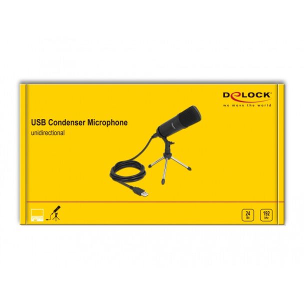 DeLOCK Microfono a condensatore USB professionale 24 Bit / 192 kHz per PC e portatile