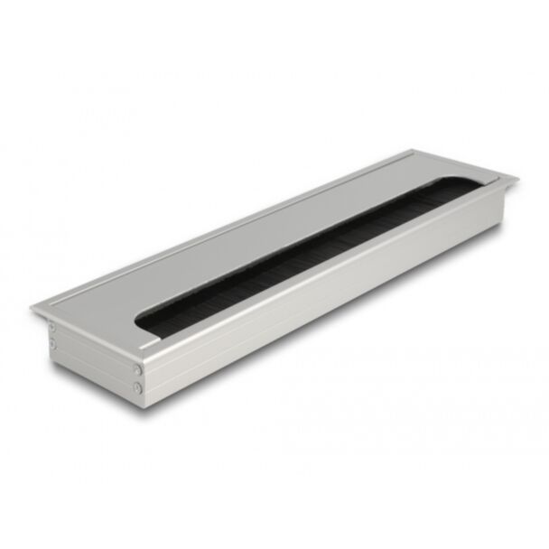 DeLOCK Passacavo per montaggio su tavolo con spazzola 300 x 80 x 28 mm argento