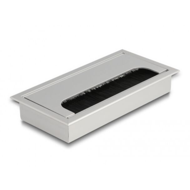 DeLOCK Passacavo per montaggio su tavolo con spazzola 160 x 80 x 28 mm argento