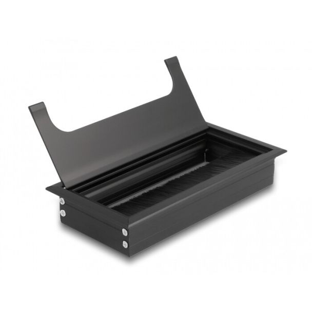 DeLOCK Passacavo per montaggio su tavolo con spazzola 160 x 80 x 28 mm nero