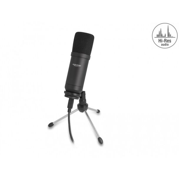 DeLOCK Microfono a condensatore USB con supporto 24 Bit / 192 kHz per PC e portatile