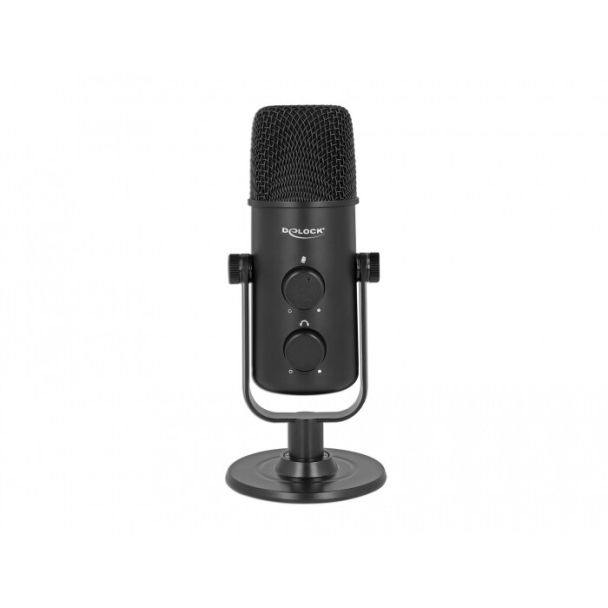 DeLOCK Multifunctional Dual Capsule USB Microphone with 3.5 mm Stereo Headphone Jack and Volume Control + Quick-Mute Funktion