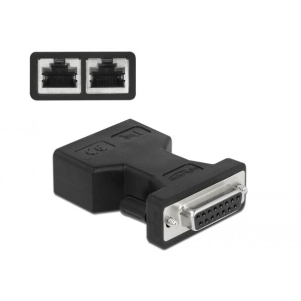 DeLOCK D-Sub 15 pin female to 2 x RJ45 female AUI (Attachment Unit Interface) Adapter