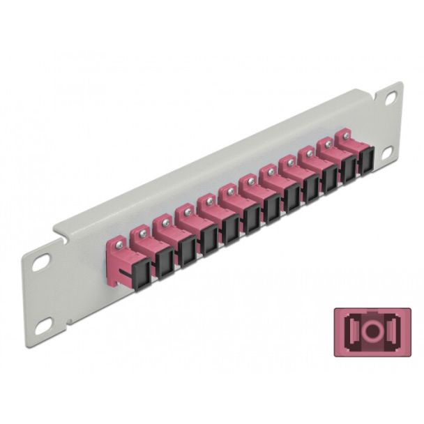 DeLOCK 10″ Fiber Optic Patch Panel 12 Port SC Simplex violet 1U grey